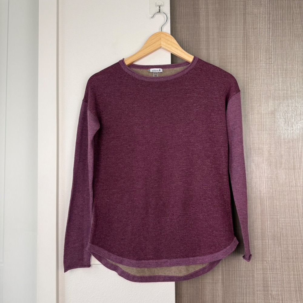 Smartwool Shadow Pine Colorblock Sweater Argyle Purple Heather Size XS